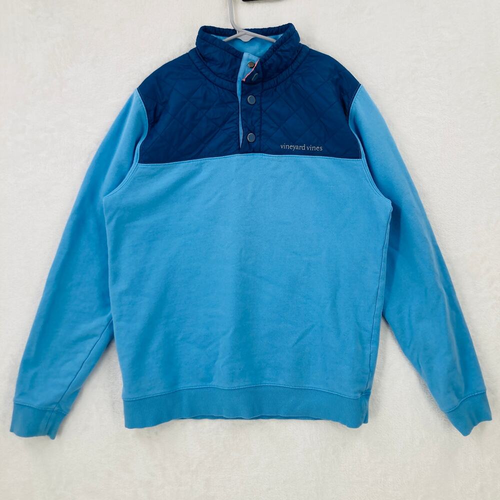Vineyard Vines Performance Sweatshirt Boys XL (18) Quarter Button Pullover Blue